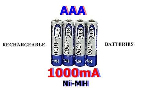 4 x AAA 1000mAH NiMH RECHARGEABLE BATTERIES