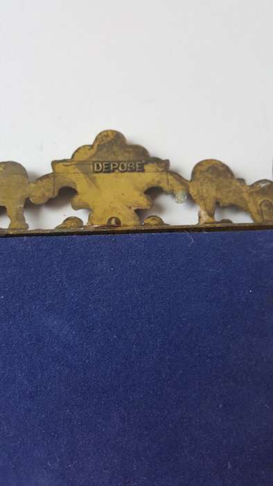 Vintage DEPOSE Italy Silk Print of 19th Century Scene Brass Frame