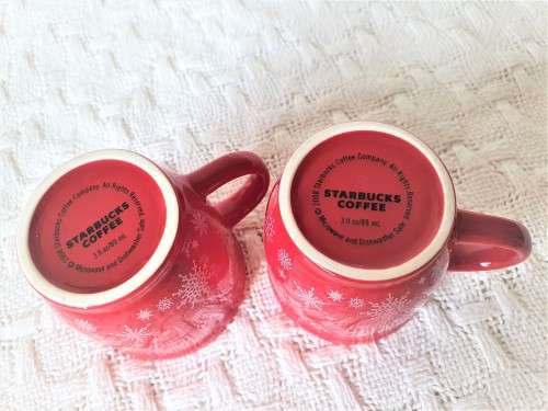 PAIR OF 2008 STARBUCKS COFFEE CHRISTMAS PORCELAIN CUPS