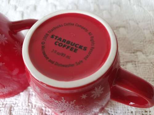 PAIR OF 2008 STARBUCKS COFFEE CHRISTMAS PORCELAIN CUPS