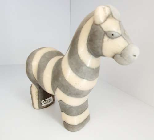 South African Raku Pottery Zebra figurine