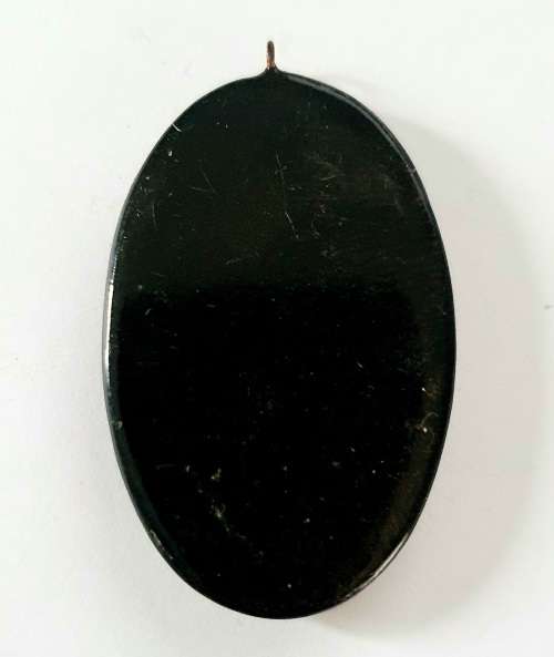 Vintage Hand Painted Russian Black Lacquer Pendant Peacock Bird Design