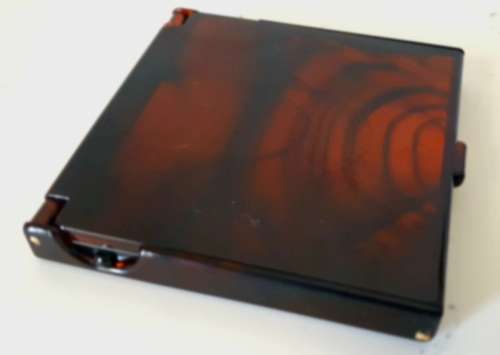 Vintage Double Sided Compact Lighted Makeup Mirror Brown Tortoise Bakelite.