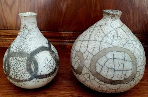 Pair of RAKU pottery vases/pots
