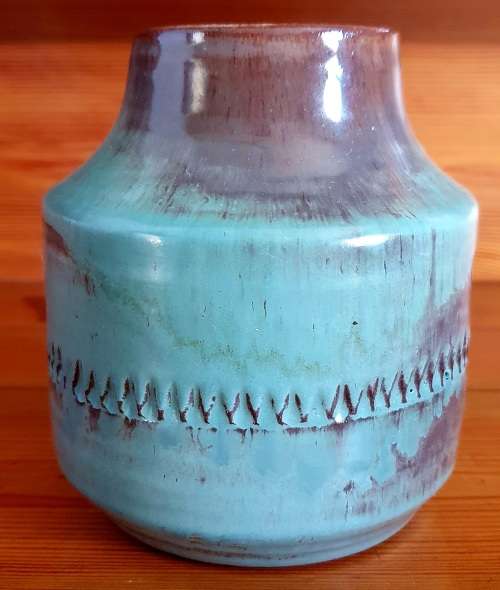 Liebermann Pottery South Africa Turquoise and brown shades of color pot/vase