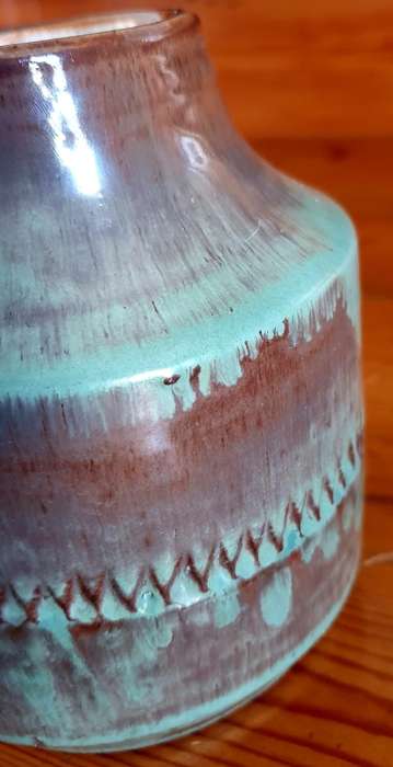 Liebermann Pottery South Africa Turquoise and brown shades of color pot/vase
