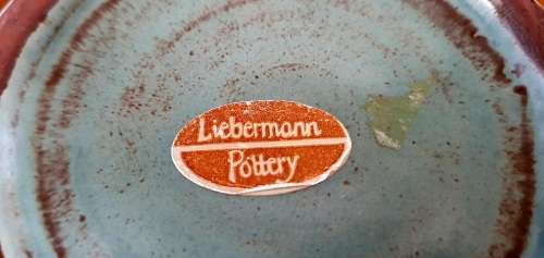 Liebermann Pottery South Africa Turquoise and brown shades of color pot/vase