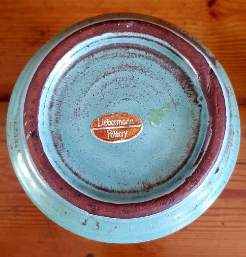 Liebermann Pottery South Africa Turquoise and brown shades of color pot/vase