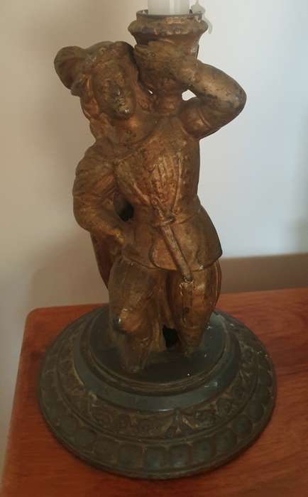 Antique Metal Candle Holder/Candlestick of a Renaissance Figurine