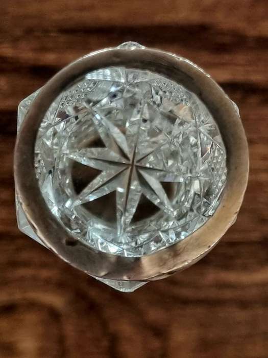 Antique Crystal Glass Cut Sterling Silver Levi & Salaman Knife Rests marked Stamped