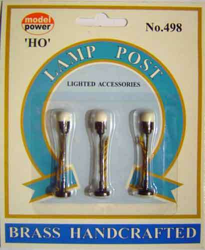 HO - Lamp Post, Round Top, 3 Pieces.