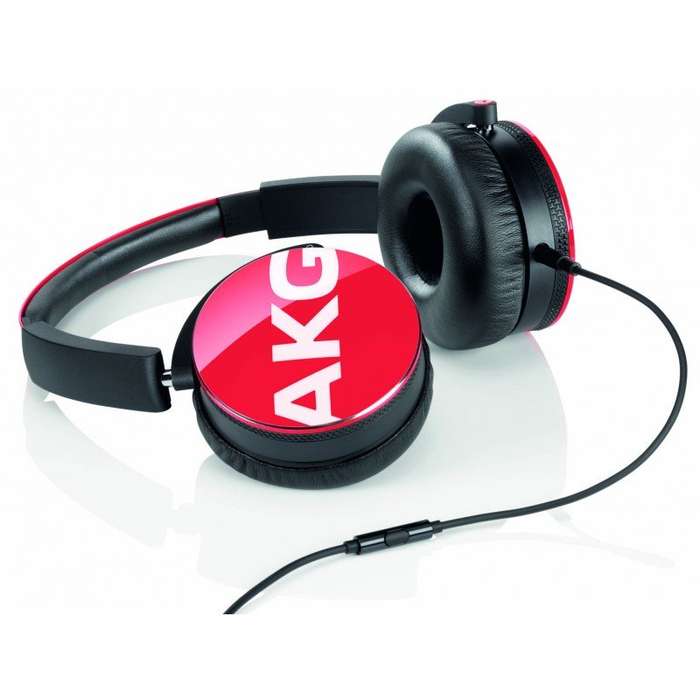 AKG Y50 Headphones by HARMAN RED On-Ear with In-Line One-Button Universal Remote/Microphone