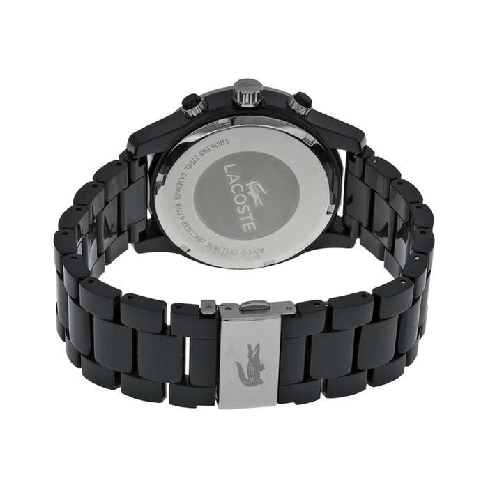 Lacoste Charlotte Nicosia Chronograph Black Dial Black PVD Ladies Watch 2000806