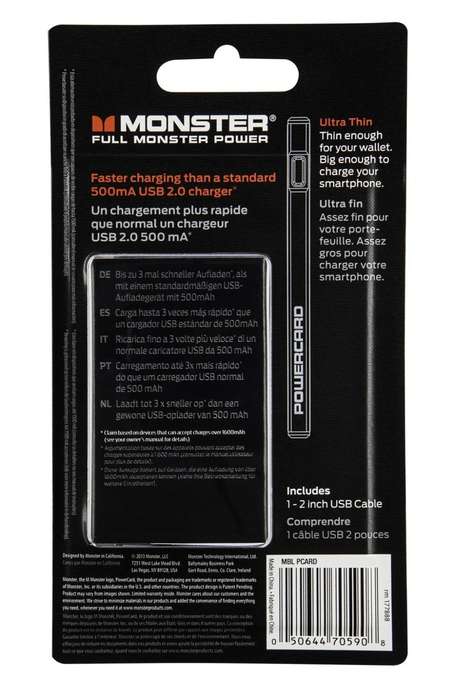 Monster Powercard - Powerbank - Credit card sized [RED]