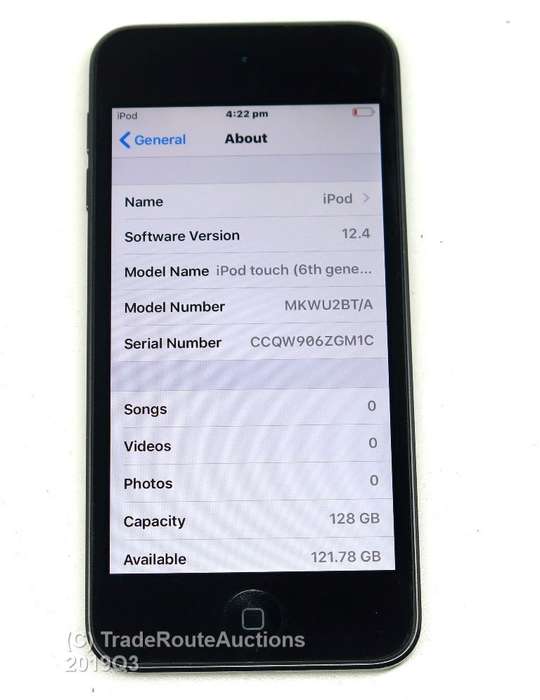 APPLE iPod Touch MKWU2BT/A | 128GB | A1574 | 6TH GEN | Space Grey