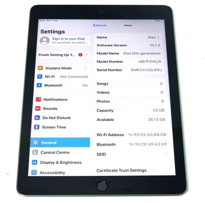 Apple iPad 6th Gen 2018 | MR7F2HC/A | WiFi  only | 32GB | Space Grey | A1893 | RETINA IPad6