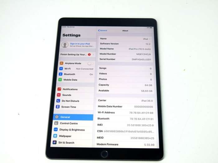 Apple iPad Pro 10.5", Wi-Fi + Cellular, 64GB, Space Grey, MQEY2HC/A, A1709