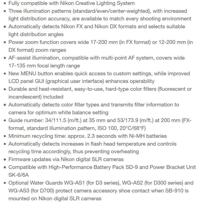 Nikon SB-910 Speedlight Flash for Nikon DSLR Cameras