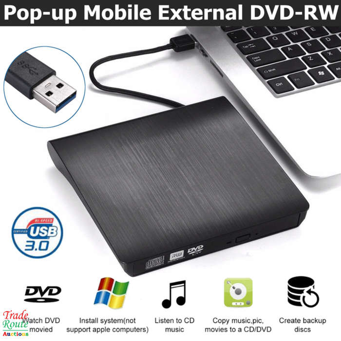 Mobile External USB 3.0 CD DVD-RW Burner DVD Writer Drive Plug And Play For Laptop / Desktop PC