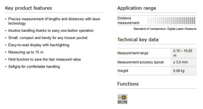 Bosch PLR 15 Digital Laser Measure (Measuring up to 15 m)