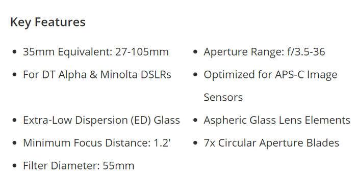 Sony 18-70mm f/3.5-5.6 AF DT Standard Zoom Lens