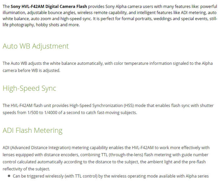Sony HVL-F42AM Digital Camera Flash for Sony Alpha Series