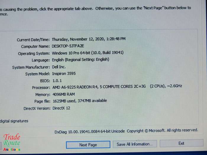 Dell Inspiron 3595 Laptop RADEON GRAPHICS (AMD A6/ 4GB/ 500GB/ Win10) 15.6" 7th Generation Notebook