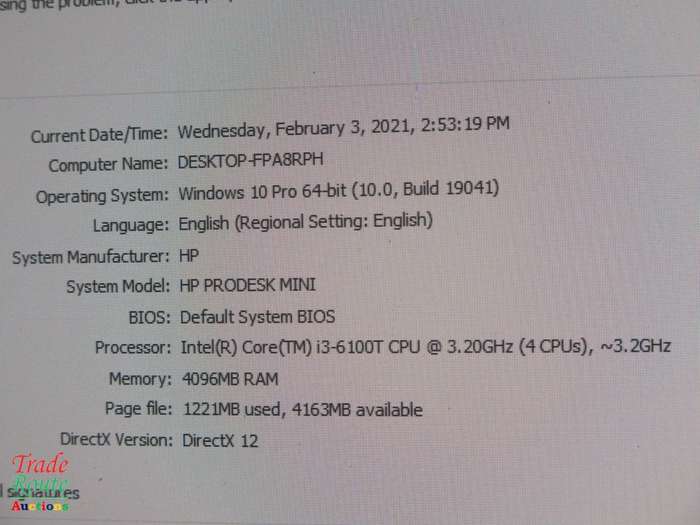 HP ProDesk 600 G2 Desktop Mini Computer | Core i3 6100T 6th Gen 3.2Ghz | 4GB RAM | 500GB HDD