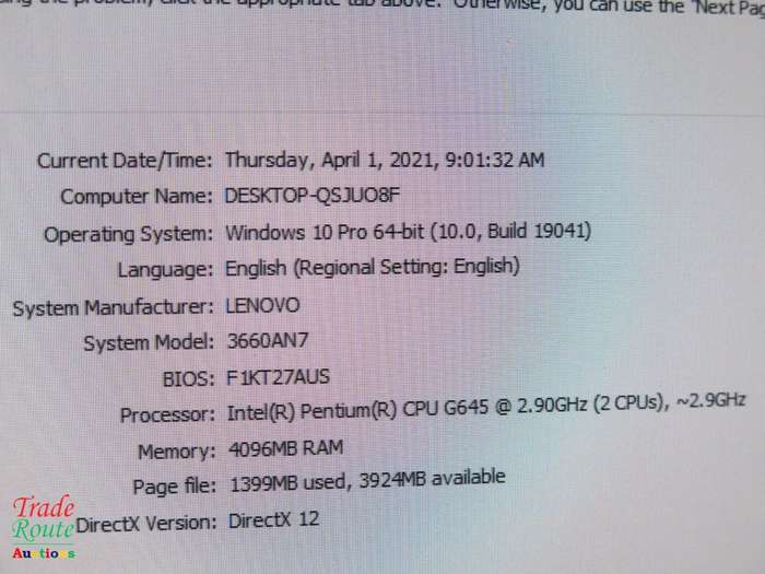 Lenovo ThinkCentre M72E SFF DESKTOP PC | Pentium G645 CPU @ 2.9GHz | 4GB RAM | 250GB HDD