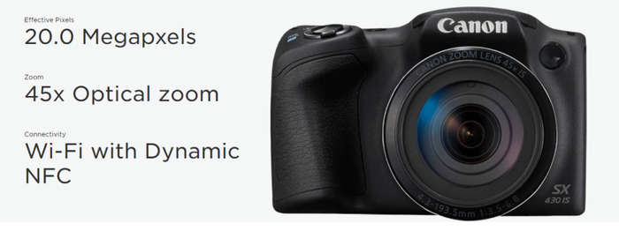 Canon PowerShot SX430 IS Camera | 20 MP CCD SENSOR | 45X OPTICAL ZOOM | WIFI