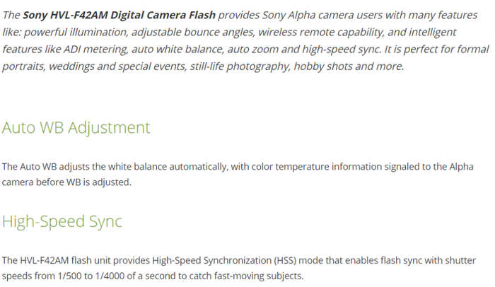 Sony HVL-F42AM Digital Camera Flash for Sony Cameras