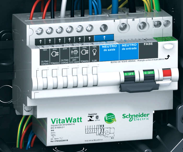 Schneider Electric VitaWatt - Multi output Residual circuit breaker 63A VTW63A230V1B