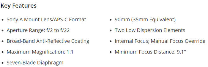 Tamron SP 60mm f/2 Di II 1:1 Macro Lens for NIKON CAMERAS