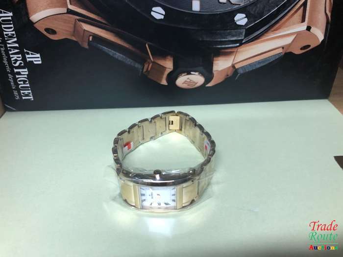 BUREN Gold Plated Ladies Watch - Rectangular Dial / White Face / Roman Markers