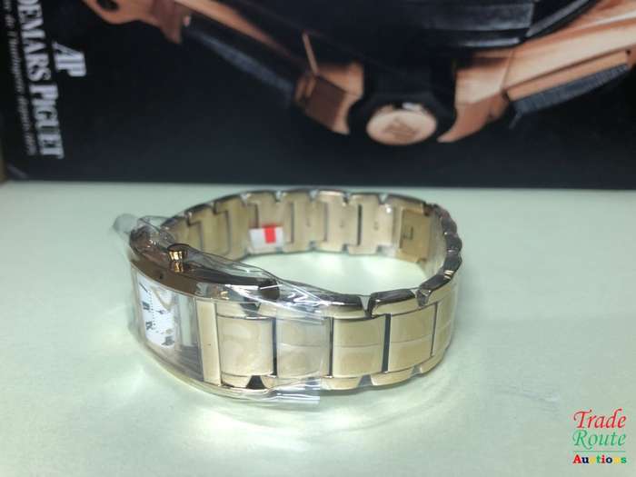 BUREN Gold Plated Ladies Watch - Rectangular Dial / White Face / Roman Markers