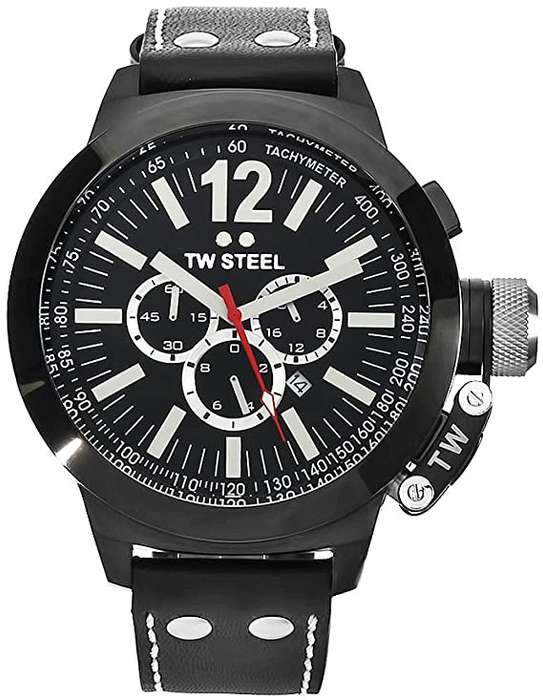TW Steel Men`s CE1034 CEO Canteen Black Leather Chronograph Dial Watch