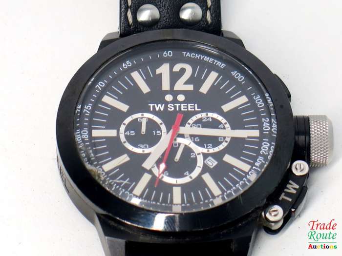 TW Steel Men`s CE1034 CEO Canteen Black Leather Chronograph Dial Watch