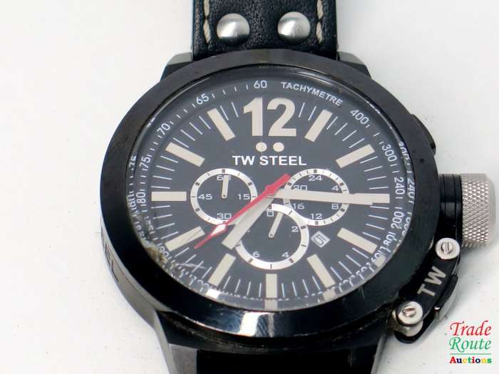 TW Steel Men`s CE1034 CEO Canteen Black Leather Chronograph Dial Watch