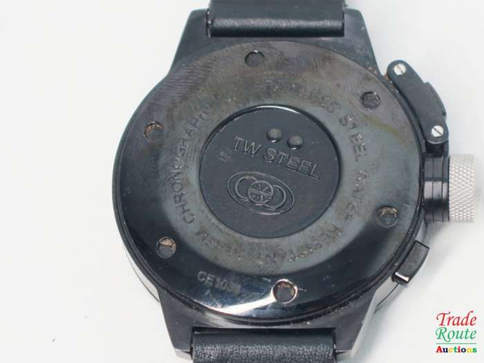TW Steel Men`s CE1034 CEO Canteen Black Leather Chronograph Dial Watch