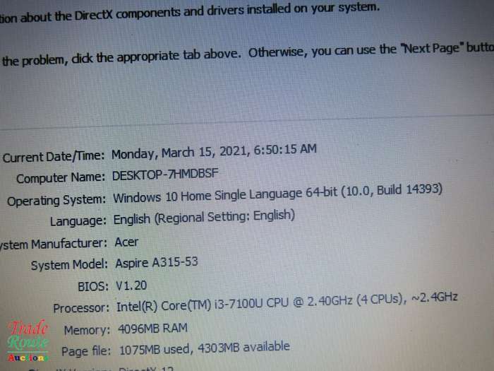Acer Aspire 3 A315-5 15.6inch Laptop | CORE i3 7100U 7th Gen 2.4GHZ | 4GB RAM | 1TB HDD | NOTEBOOK