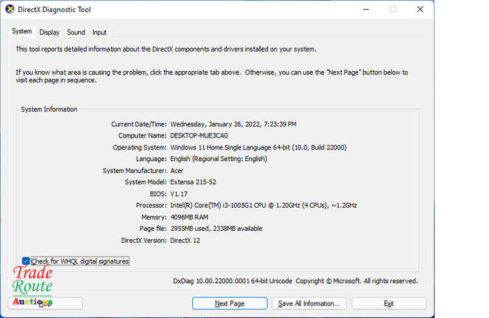 10th Gen | Acer Extensa P215-52 15.6` Laptop | Core i3 1005g1 | 4GB RAM | 1TB HDD