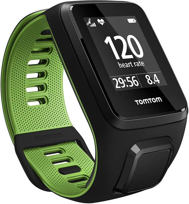 TomTom Runner 3 GPS Running Watch with Heart Rate Monitor - Large Strap, Black/Green