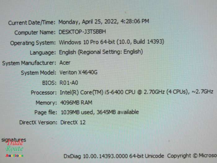 ACER VERITON X4640G Desktop PC Computer | Core i5