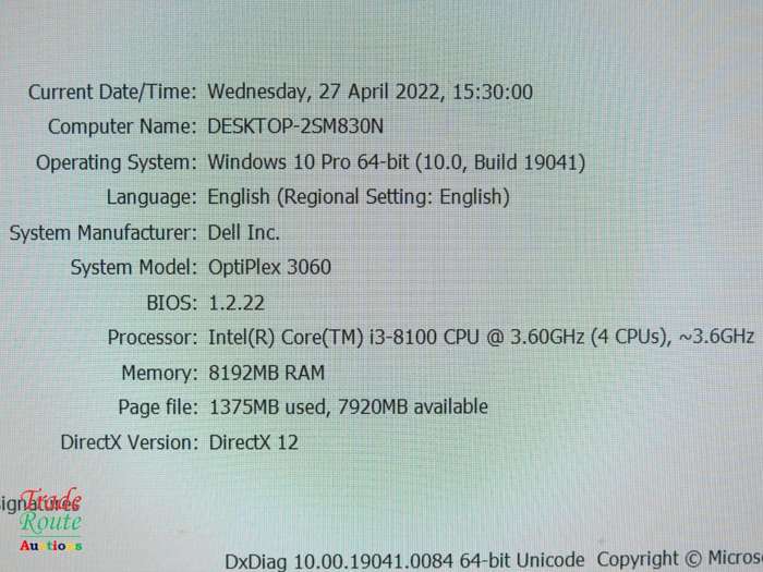 Dell OptiPlex 3060 MT (Mini Tower) Desktop PC | Core i3 8100 8th Gen 3.6Ghz | 8GB RAM | 1TB HDD