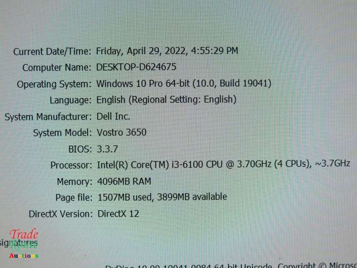 Dell Vostro 3650 Desktop PC | Core i3 6100 6th Gen 3.7Ghz | 4GB RAM | 500GB HDD DESKTOP PC