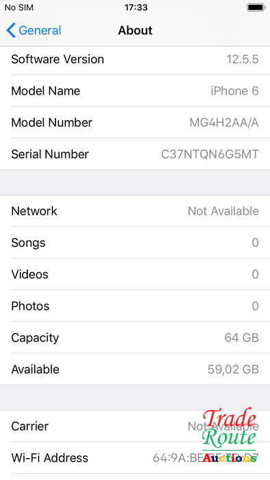 64GB APPLE IPHONE 6  - Cracked Outer Glass - Phone works fine