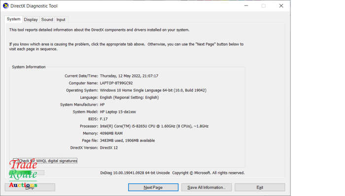 HP 15.6` HD Notebook 15-DA1XXX | CORE i5 8265U @ 1.6GHZ 8th Gen | 4GB RAM | 1TB HDD