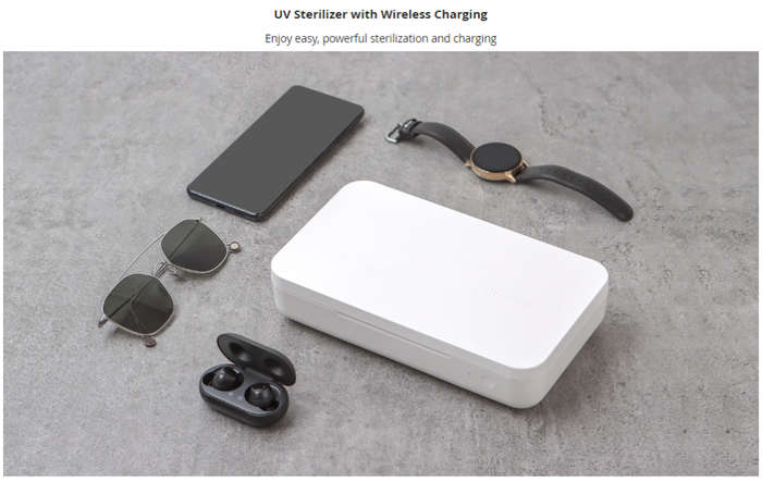 UV Sterilizer with Wireless Charging -  White - designed for Samsung