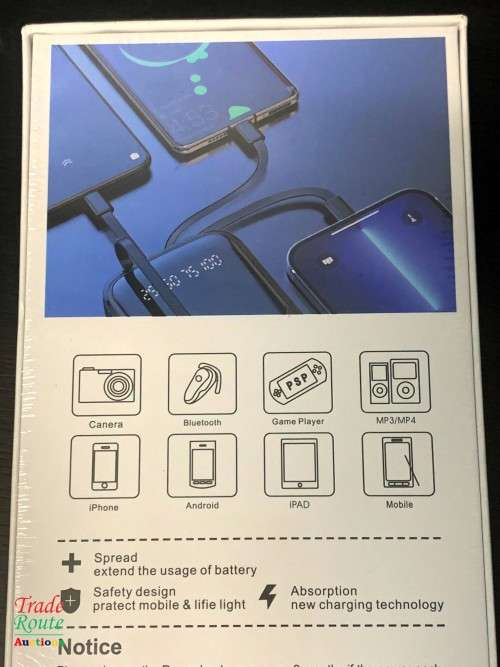 40000mAh ANDOWL Power Bank with LED Display & built-in cables (USB, USB-C, Micro USB & Apple)