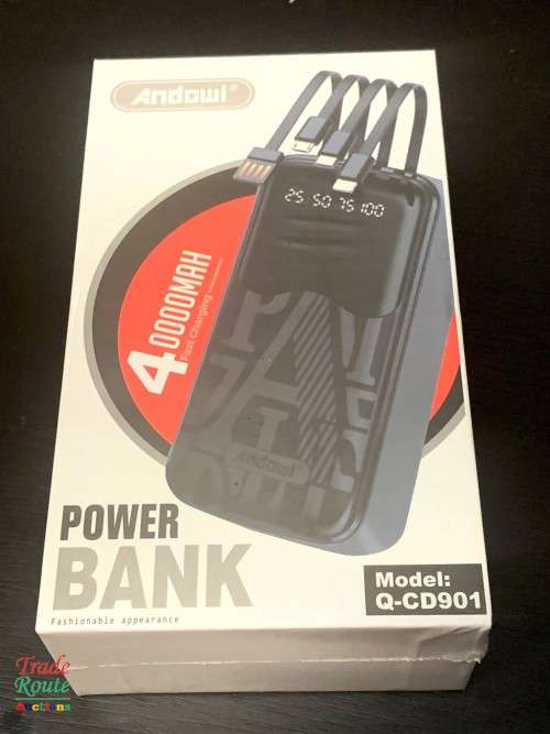 40000mAh ANDOWL Power Bank with LED Display & built-in cables (USB, USB-C, Micro USB & Apple)